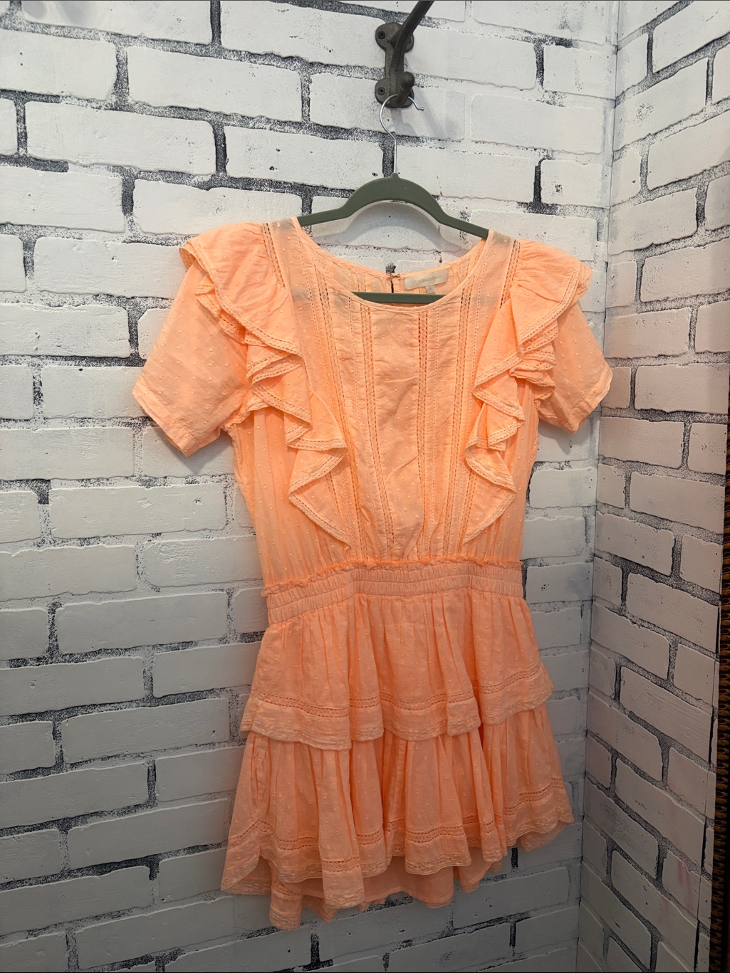 Loveshackfancy Peach Ruffle Mini Dress